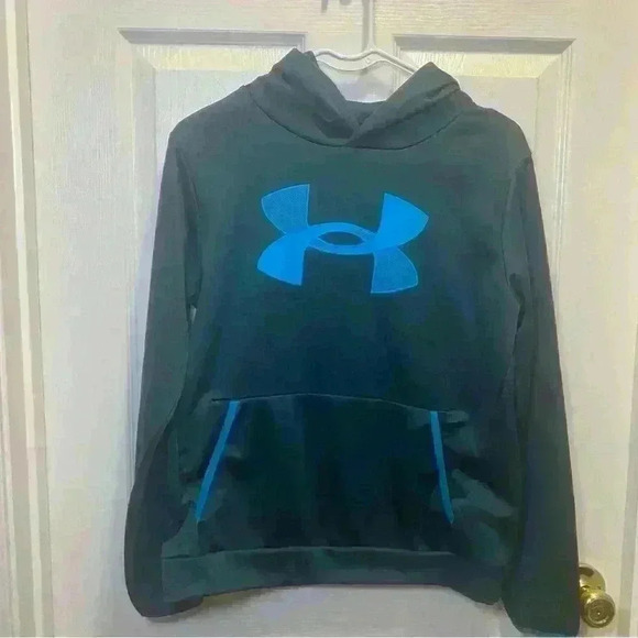 Boys Under Armour Fleece Big Logo Hoodie, Size YLG, Color Blue Note/Radar Blue - Picture 1 of 10